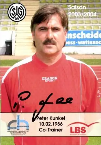 Autogrammkarte Co-Trainer Peter Kunkel, SG Wattenscheid 09, Autogramm