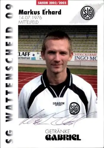 Autogrammkarte Fußballer Markus Erhard, SG Wattenscheid 09, Autogramm