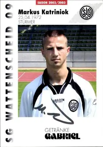 Autogrammkarte Fußballer Markus Katriniok, SG Wattenscheid 09, Autogramm