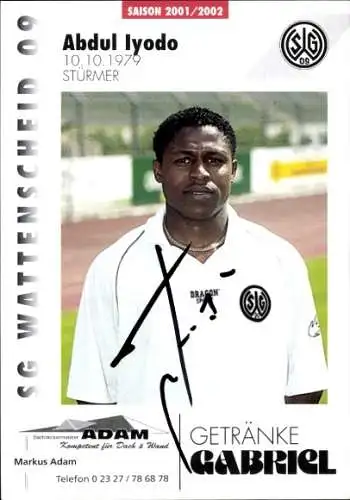 Autogrammkarte Fußballer Abdul Iyodo, SG Wattenscheid 09, Autogramm