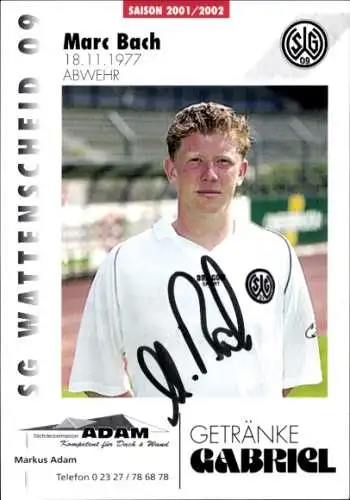 Autogrammkarte Fußballer Marc Bach, SG Wattenscheid 09, Autogramm