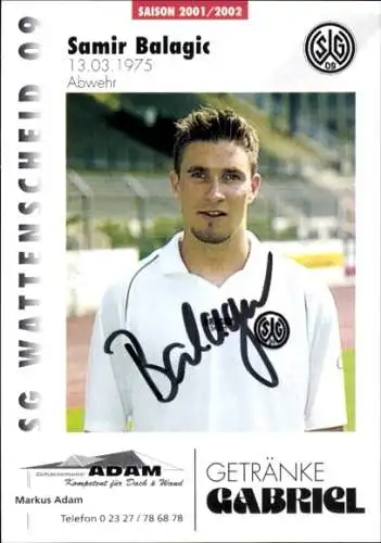 Autogrammkarte Fußballer Samir Balagic, SG Wattenscheid 09, Autogramm