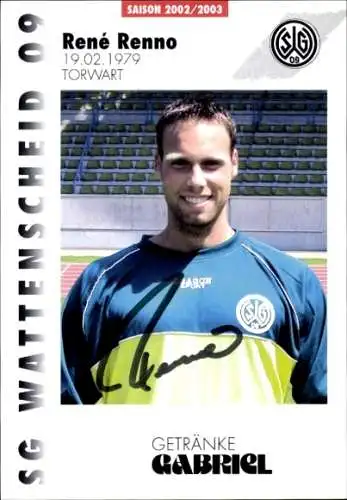 Autogrammkarte Fußballer René Renno, SG Wattenscheid 09, Autogramm