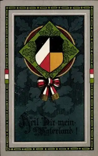 Passepartout Ak Kaiserliche Fahne, Heil Dir mein Vaterland