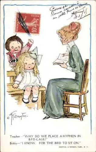Künstler Ak Drayton, Grace, Schule, Kinder, Lehrerin