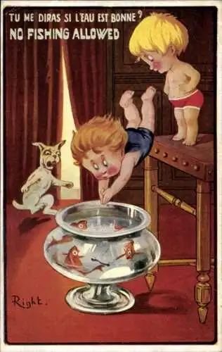 Künstler Ak Right, Kinder, Tu me diras si l'eau est bonne