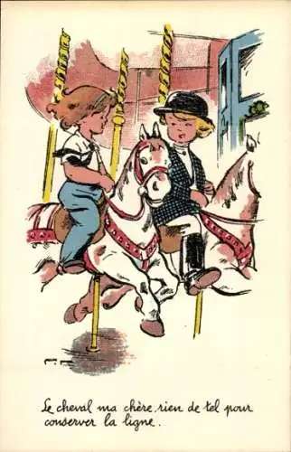 Künstler Ak Kinder, Karussell
