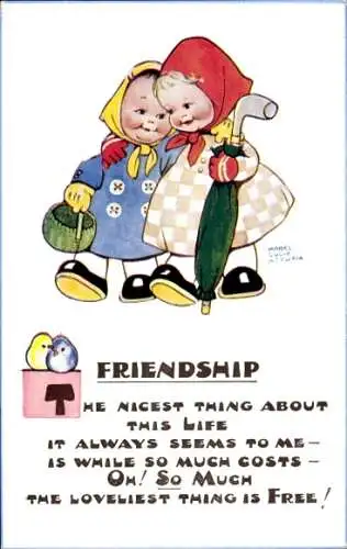 Künstler Ak Attwell, Mabel Lucy, Mädchen, Freundschaft