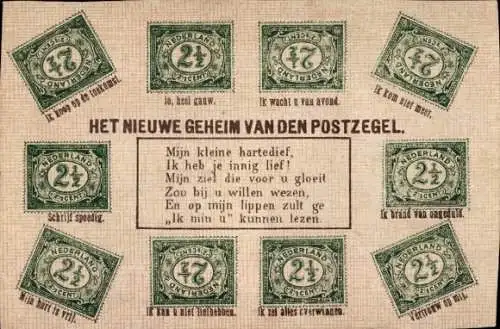 Ak Niederlande, Briefmarkensprache, Briefmarken, Post