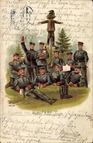 Litho Deutsche Soldaten, Dienstzeit Reserve, verbleibende Tage