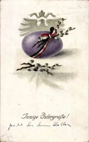 Ak Frohe Ostern, Osterei, Weidenkätzchen, Adler, 1. WK