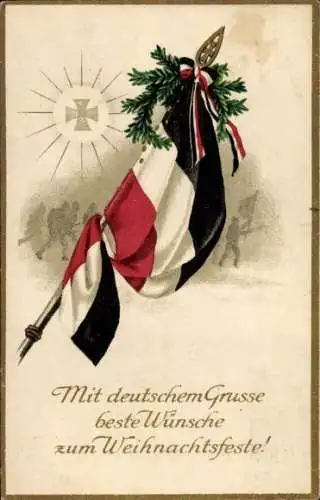 Ak Frohe Weihnachten, Schwarz-Weiß-Rot Flagge