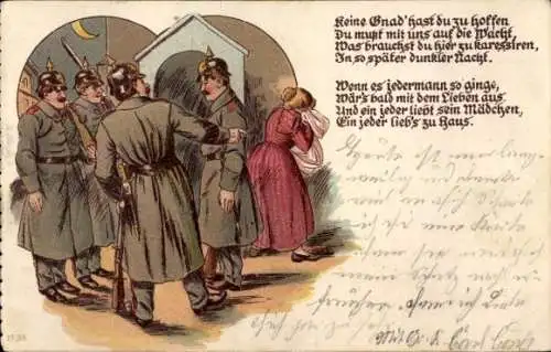 Litho Soldaten beim Abschied, Gedicht