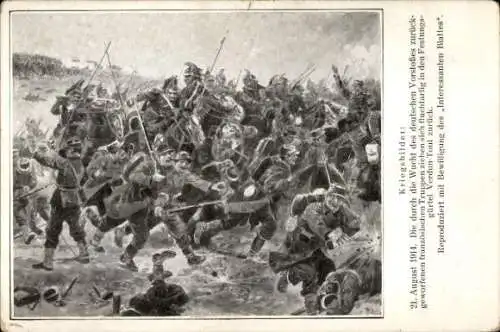 Künstler Ak Kriegsbilder, Schlacht am 21. August 1914