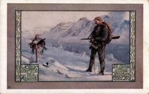 Künstler Ak Sieg oder Tod im Alpenrot, K. k. Landesschützen-Regiment Trient