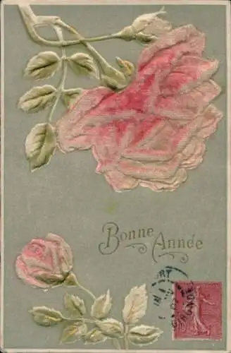 Material Ak Glückwunsch Neujahr, Rosen