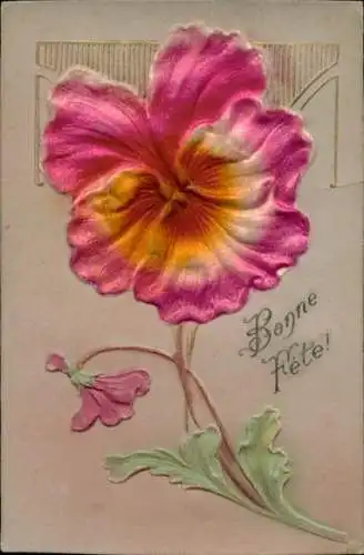 Relief Ak Blumen, Stiefmütterchen