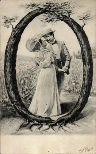 Ak Schildwolde Groningen, Mann und Frau küssen sich, umrahmt von einem Baum