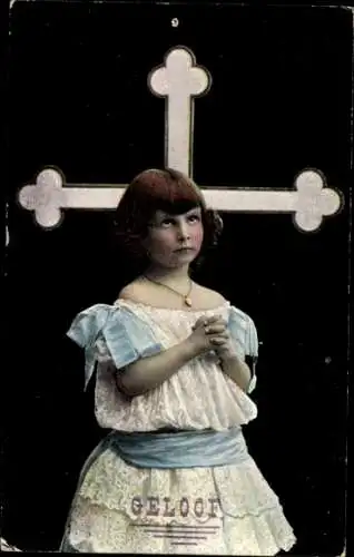 Ak Beverwijk Nordholland Niederlande, Mädchen mit Kreuz.