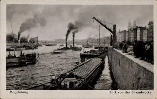 Ak Magdeburg an der Elbe, Blick von der Strombrücke