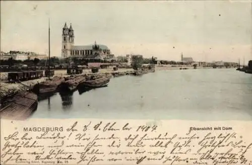 Ak Magdeburg an der Elbe, Elbansicht mit Dom