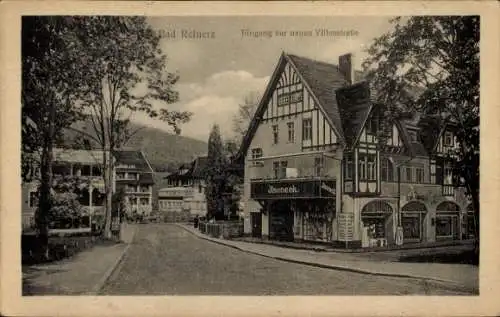 Ak Duszniki Zdrój Bad Reinerz Schlesien, Hohe Mense, Schwarz-Weiß-Ansicht, Villenstraße, Fachw...