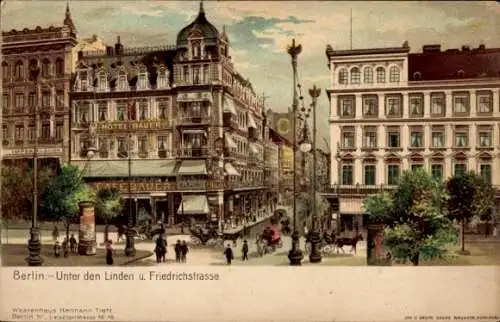 Ak Berlin Mitte, Alexanderplatz, Hotel Bauer, Cafe Bauer, Unter den Linden, Friedrichstrasse, ...