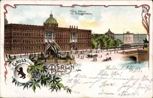 Ak Berlin Charlottenburg, Kurfürstendamm, Schloss, Brunnen, historische Architektur, Postkarte...