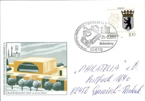 Ak Berlin Tiergarten, Bundeskanzleramt, Verband Berliner Philatelisten-Vereine, Verbandstag 2000