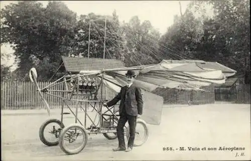 CPA M. Vuia et son Aéroplane, Luftfahrtpionier