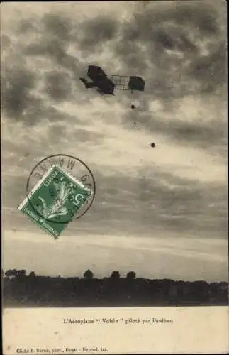 CPA L'Aéroplane Voisin, piloté par Paulhan