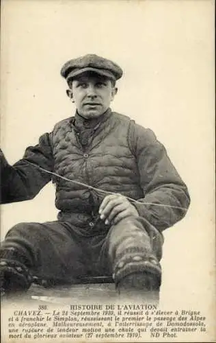 CPA Histoire de l'Aviation, Pilot Chavez, 1910