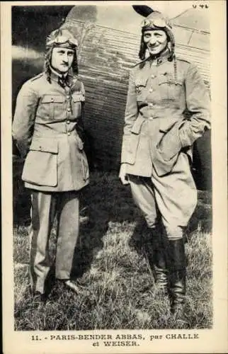 Ak Paris Bender Abbas, von Challe und Weiser, Piloten, Flugzeug