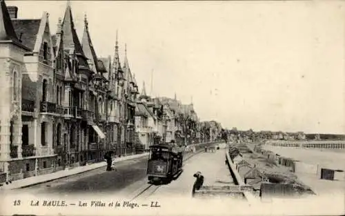 Ak La Baule Loire Atlantique, Strandpromenade, Villen, Straßenbahn