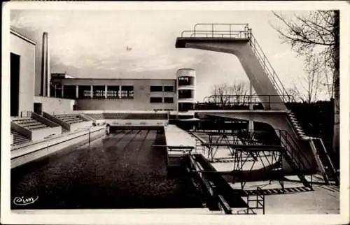 Ak Bordeaux Gironde, Exposition 1907, Schwimmbecken, Sprungturm, moderne Architektur