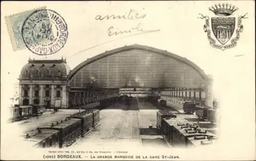 Ak Bordeaux Gironde, Grande Marquise de la Gare St-Jean