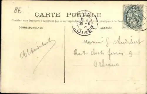 Ak Gien Loiret, Kirche Saint-Louis, Bild in sepia, umgebende Architektur, Geschäfte