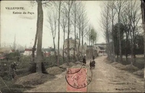 Ak Villepinte Seine-Saint-Denis, Stadtansicht, Baumallee, Gebäude, Weg, Poststempel