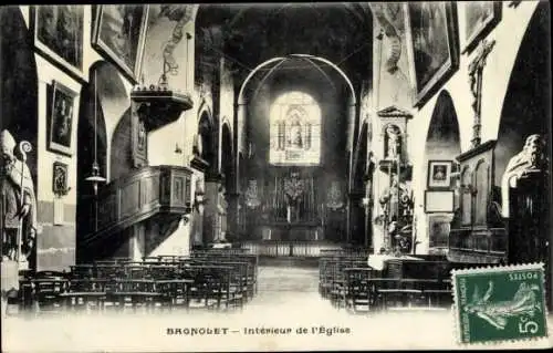 Ak Bagnolet Seine Saint Denis, Innenraum der Kirche
