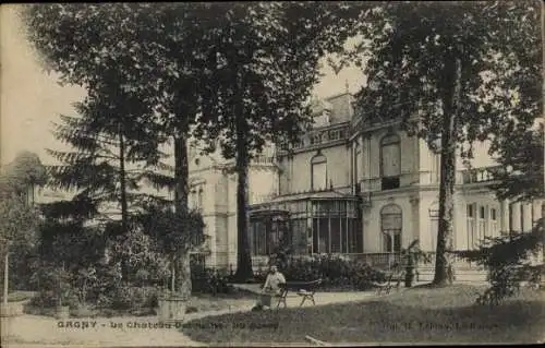 Ak Gagny Seine Saint Denis, Altes Schloss, Gartenlandschaft, Personen im Freien