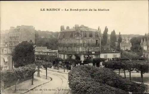 Ak Le Raincy Seine Saint Denis,  Rundpunkt der Station, moderne Geschäfte, Stadtansicht,  Archite