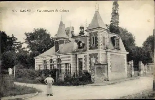 Ak Gagny Seine Saint Denis, Exterieuransicht eines Château, alte Architektur, Baum, Straße