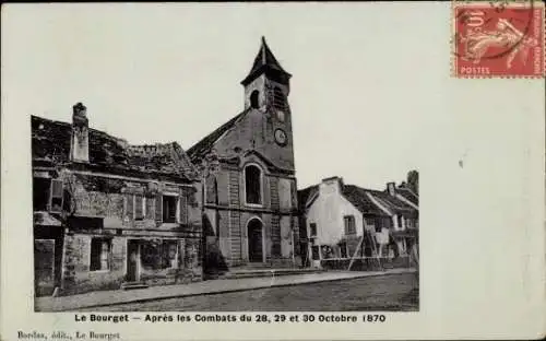 Ak Le Bourget Seine Saint Denis, L´Église après les Combats de 1870