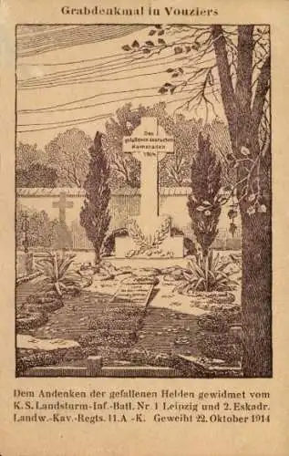Ak Vouziers Ardennes, Grabdenkmal