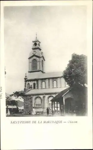 Ak Saint Pierre Martinique, Kirche,  Architektur, Schwarz-Weiß Fotografie