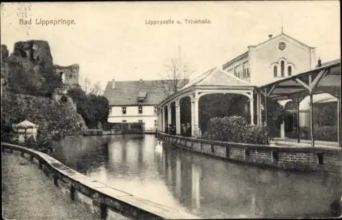 Ak Bad Lippspringe in Westfalen,  Lippequelle, Trinkhalle, Wasseransicht