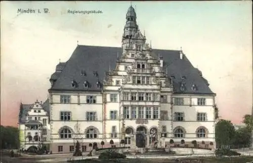 Ak Minden in Westfalen, Regierungsgebäude, Minden 1. W.,  Architektur, farbige 