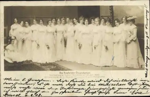 Ak Krefeld am Niederrhein, Die Krefelder Ehrendamen beim Empfang der Kaiserl. Majestäten 1902