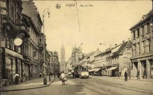 Ak Krefeld am Niederrhein, Rheinstraße, Straßenbahn
