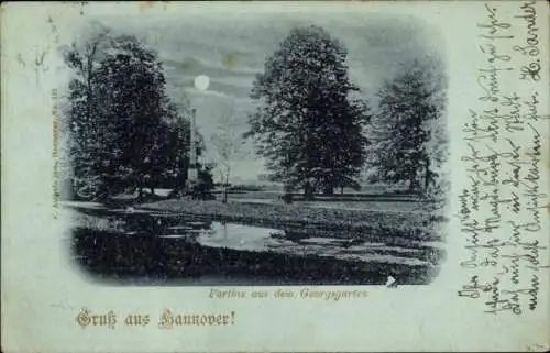 Mondschein Ak Hannover in Niedersachsen, Georgsgarten